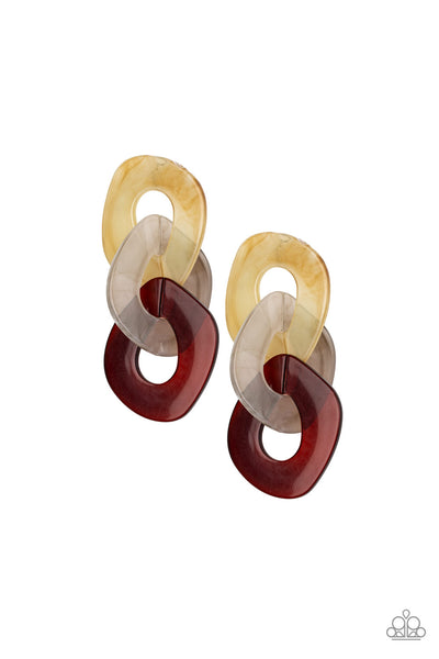 Paparazzi Earring - Boardroom Babe - Multi Brown