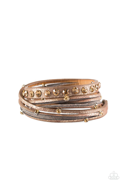 Paparazzi Bracelet - Catwalk it Off - Brown Wrap