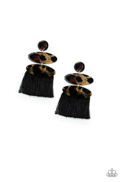 Paparazzi Earring - No One Likes a Cheetah - Black