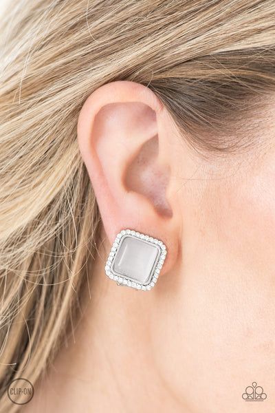Paparazzi Earring - Cinderella Chic - White Clip-On