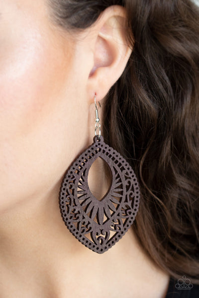 Paparazzi Earring - Coachella Gardens - Brown