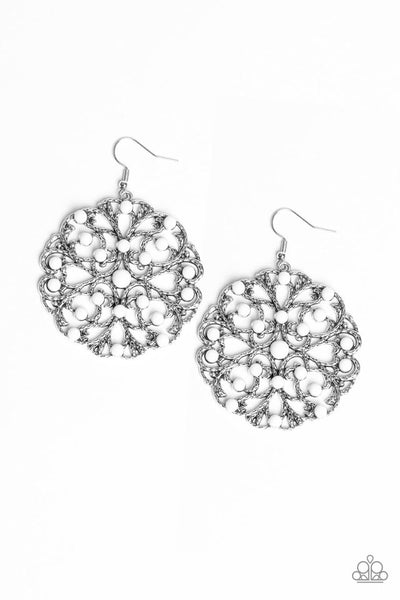 Paparazzi Earring - Rainbow Dew - White