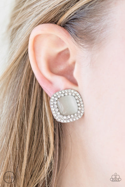 Paparazzi Earring - Dew What I Dew - White Clip-On
