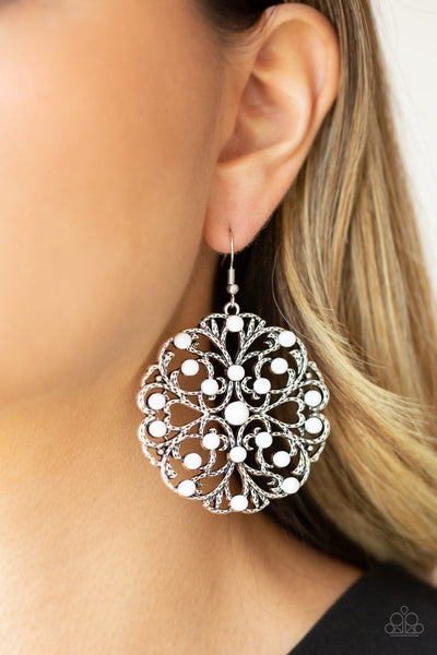 Paparazzi Earring - Rainbow Dew - White
