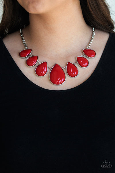 Paparazzi Necklace - Drop Zone - Red