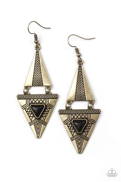 Paparazzi Earring - El Paso Edge - Brass