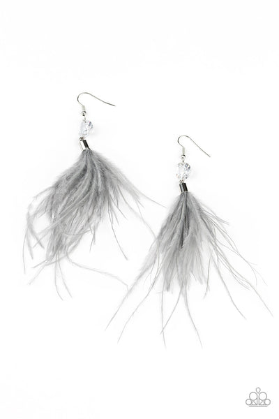 Paparazzi Earring - Feathered Flamboyance - Silver