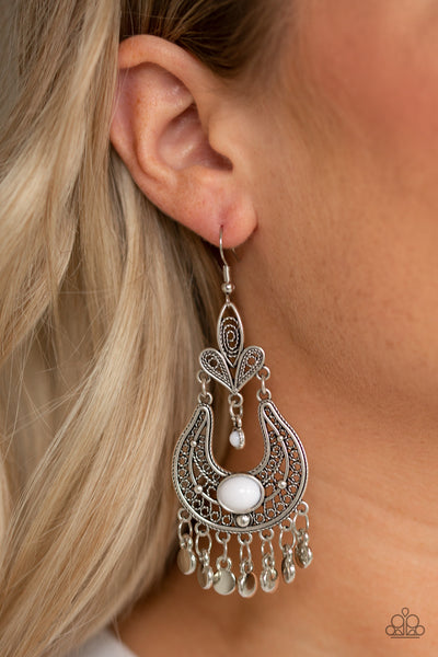 Paparazzi Earring - Fiesta Flare - White