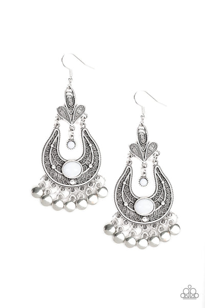 Paparazzi Earring - Fiesta Flare - White