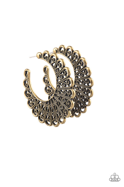 Paparazzi Earring - Funky Flirt - Brass
