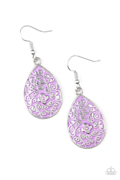 Paparazzi Earring - Flirty Flower Girl - Purple