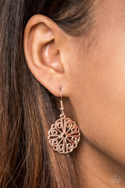 Paparazzi Earring - Feeling Frilly - Rose Gold