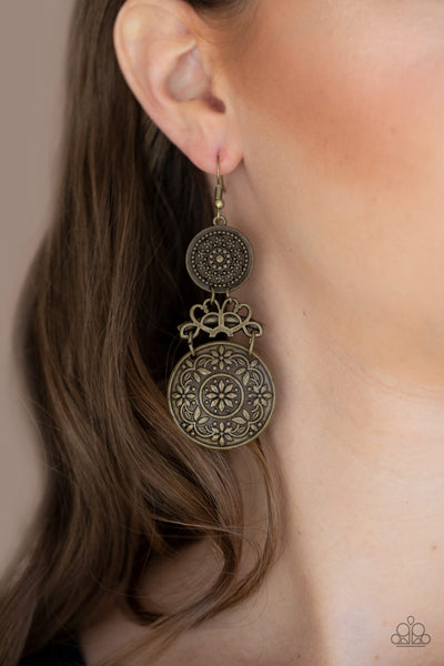 Paparazzi Earrings - Garden Adventure - Brass