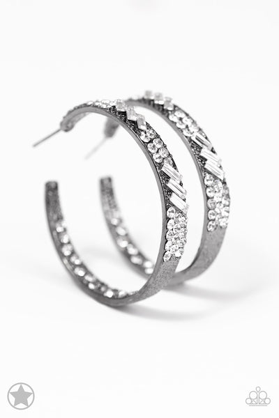 Paparazzi Blockbuster Earrings - Glitzy By Association - Multi Black/White
