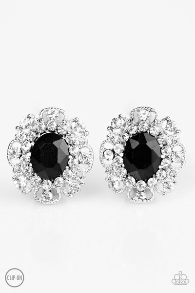 Paparazzi Earring - Where's The Groom? - Black Clip-On