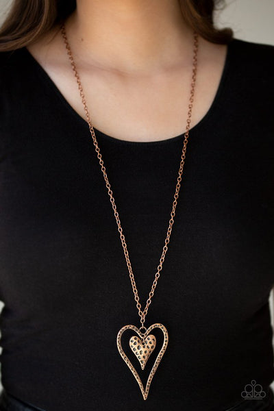 Paparazzi Necklace - Hardened Hearts - Copper