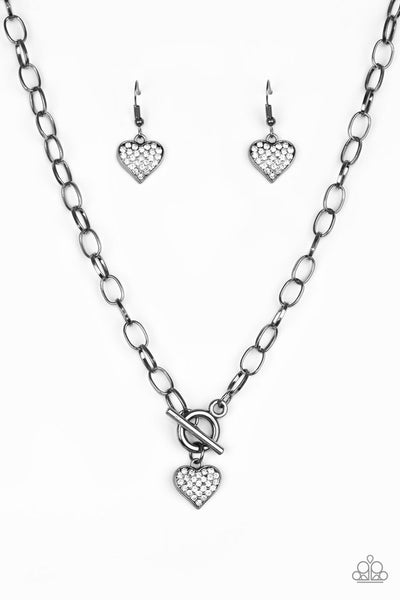 Paparazzi Necklace - Harvard Hearts - Black