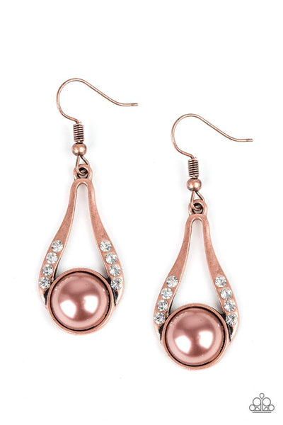 Paparazzi Earring - Headliner Over Heels - Copper