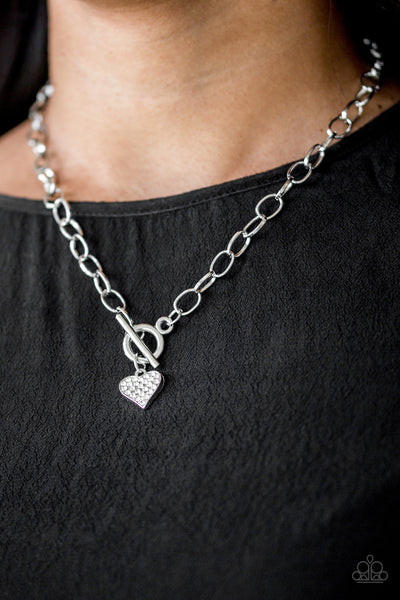 Paparazzi Necklace - Harvard Hearts - White