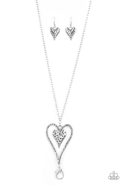 Paparazzi Lanyard - Hardened Hearts Silver Lanyard - Silver