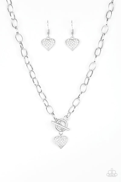 Paparazzi Necklace - Harvard Hearts - White