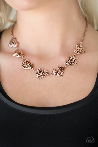 Paparazzi Necklace - Heart Heaven - Copper