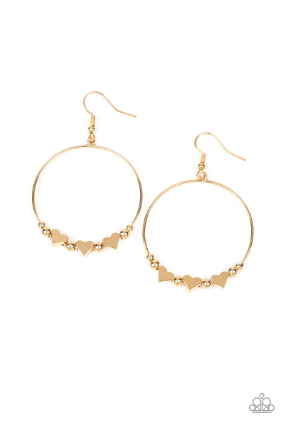 Paparazzi Earrings - I Cant Heart You - Gold