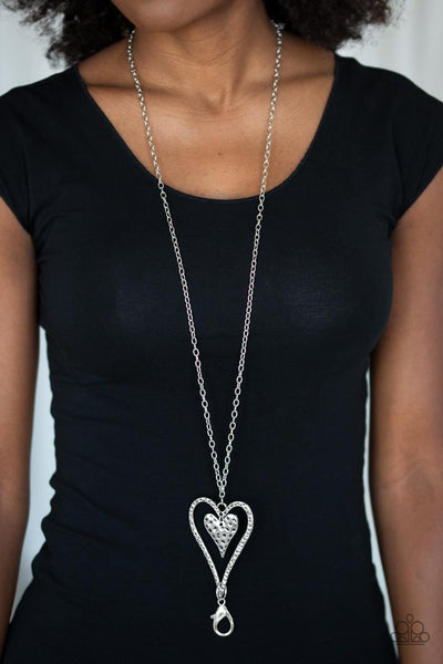 Paparazzi Lanyard - Hardened Hearts Silver Lanyard - Silver