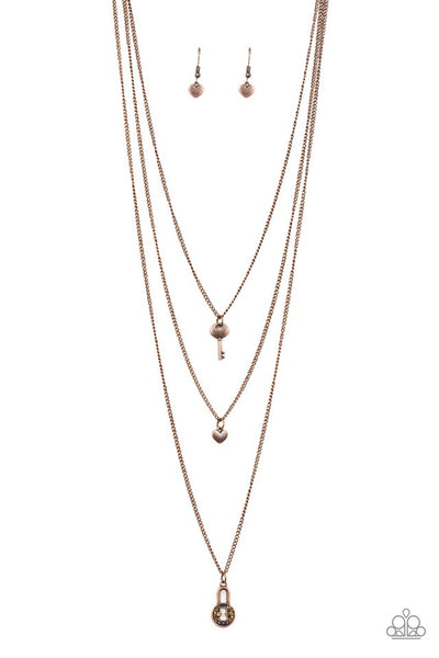 Paparazzi Necklace - Secret Heart - Copper