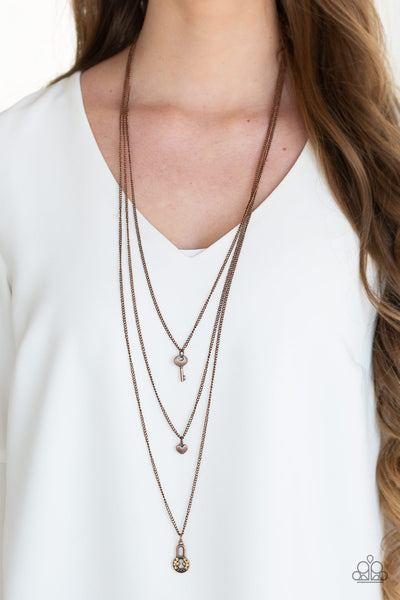 Paparazzi Necklace - Secret Heart - Copper