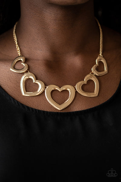 Paparazzi Necklace - Hearty Hearts - Gold