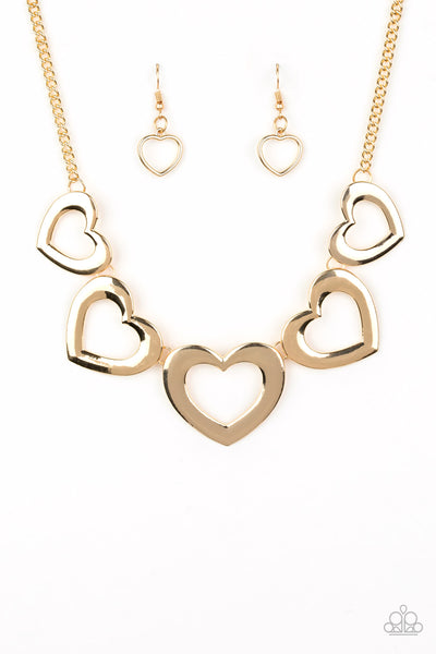Paparazzi Necklace - Hearty Hearts - Gold