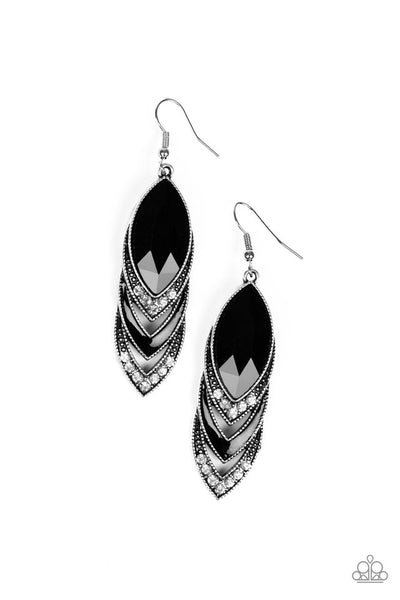 Paparazzi Earring - High-End Highness - Black