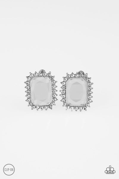 Paparazzi Earring - Insta Famous - White Clip-On