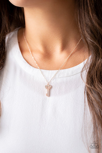 Paparazzi Necklace - Lock Up Your Valuables - Rose Gold