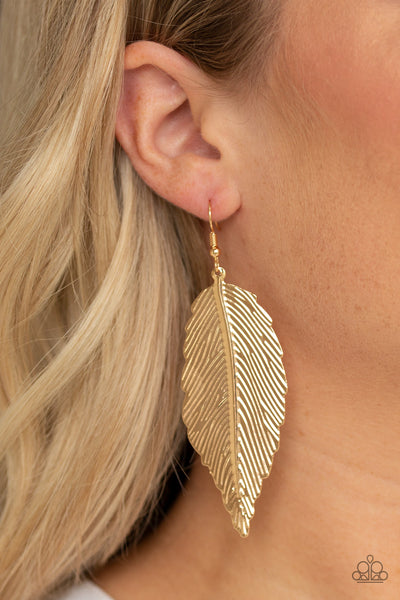 Paparazzi Earring - Lookin for a Flight - Gold