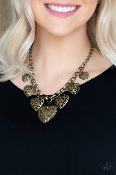 Paparazzi Necklace - Love Lockets - Brass