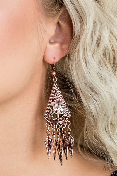 Paparazzi Earring - Me Oh Mayan - Copper