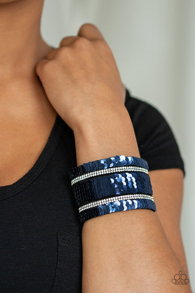 Paparazzi Bracelet - Mermaid Service - Blue & Silver Urban Wrap
