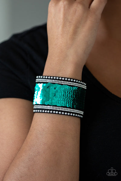 Paparazzi Bracelet - Mermaids Have More Fun - Green & Silver Urban Wrap