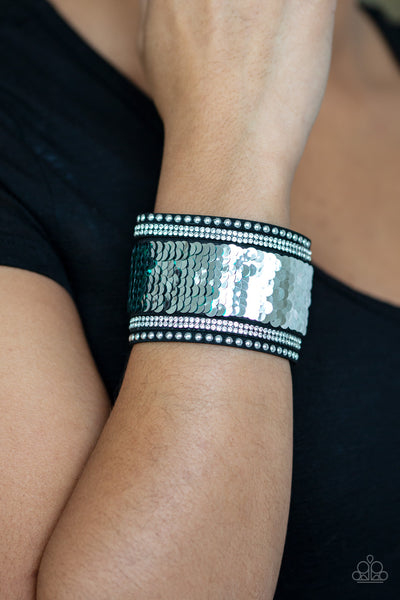 Paparazzi Bracelet - Mermaids Have More Fun - Green & Silver Urban Wrap