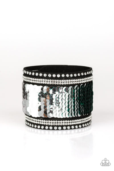 Paparazzi Bracelet - Mermaids Have More Fun - Green & Silver Urban Wrap