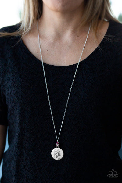 Paparazzi Necklace - Mom Boss - Pink