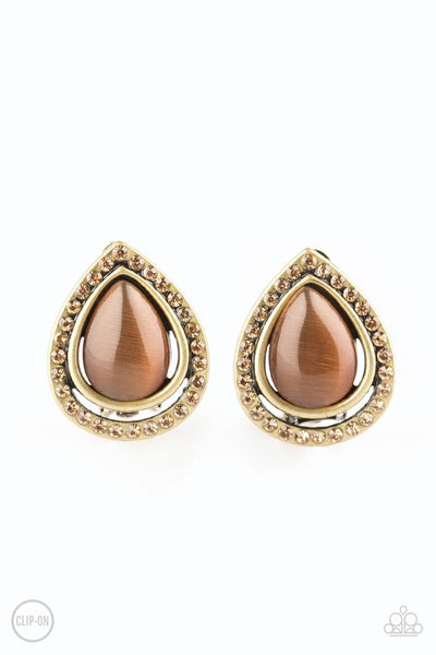 Paparazzi Earring - Noteworthy Shimmer - Brass Clip-On