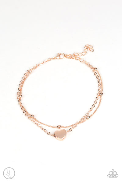 Paparazzi Bracelet - Ocean Heart - Rose Gold Anklet