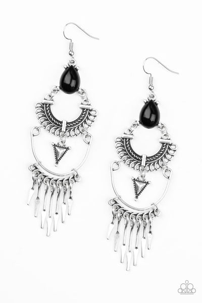 Paparazzi Earring - Progressively Pioneer - Black