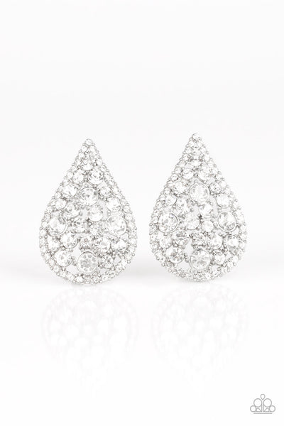 Paparazzi Earrings - Reign-Storm - White