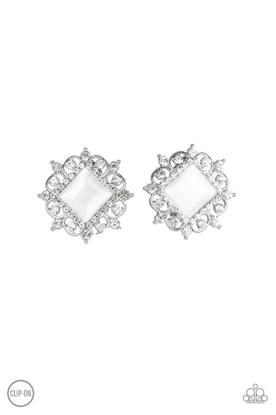 Paparazzi Earring - Get Rich Quick - White Clip-On