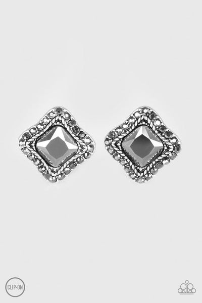 Paparazzi Earring - Royal Fandom - Silver Clip-On