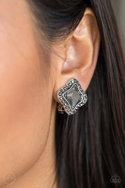 Paparazzi Earring - Royal Fandom - Silver Clip-On